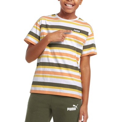 

Puma Alpha Striped Crew Neck Short Sleeve TShirt Youth Boys White Casual Tops 84, Белый, Puma Alpha Striped Crew Neck Short Sleeve TShirt Youth