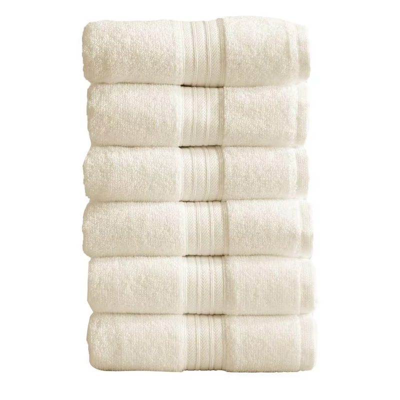 Beige Solid 100% Cotton Hand Towel (Set of 6)