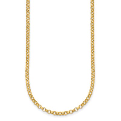 Pre-owned Diamond2deal 18k Yellow Gold 3.3mm Solid Rolo 20" Chain Necklace 11.85gram