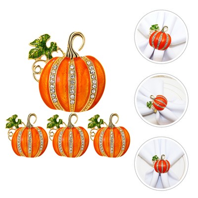 4pcs Pumpkin Napkin Ring Restaurant Hotel Napkin Holder for Thanksgiving Party