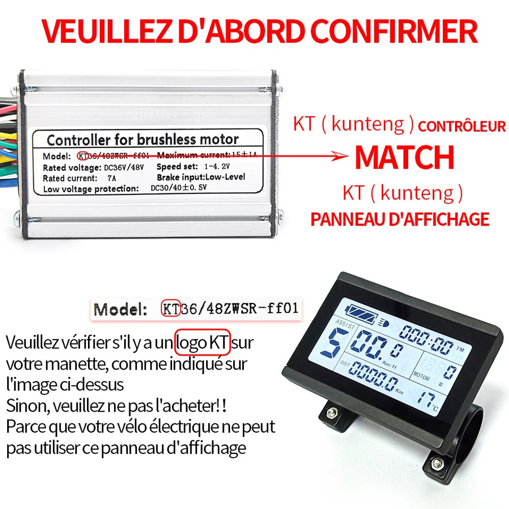 SET CONTROLLER ARGENTO/NERO per onda sinusoidale 3648V 30A per conversione ebike EUR 119,40