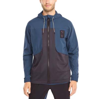 

Puma First Mile X Full Zip Woven Jacket Мужская синяя повседневная спортивная верхняя одежда 5210, Синий, Puma First Mile X Full Zip Woven Jacket