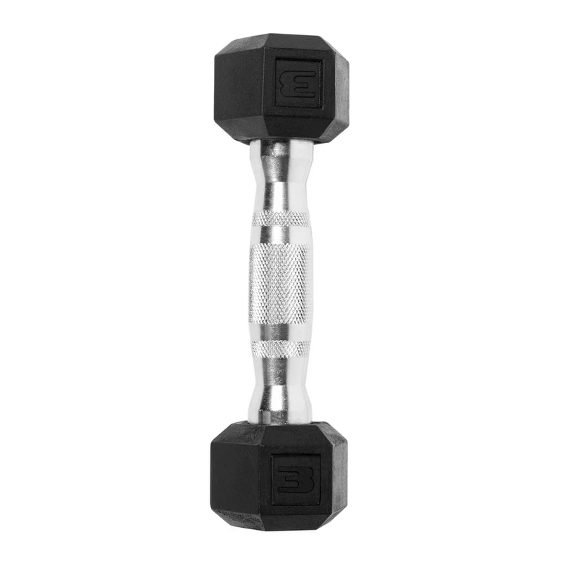 3Lb Rubber Hex Dumbbell, Single