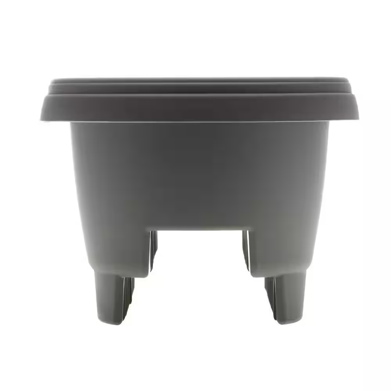 Deck Rail Planter 12 Inch Charcoal Gray Balcony Railing Flower Box Plastic
