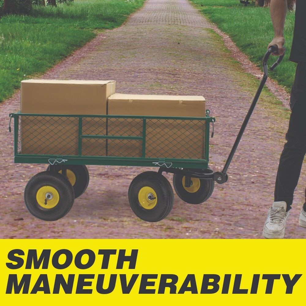Omni Tool Heavy Duty Steel Garden Cart, Removable Mesh Sides, 600 lb Capacity