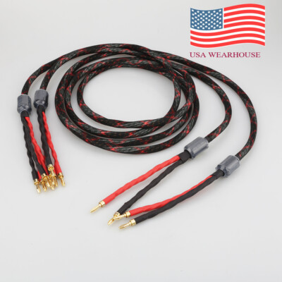 Pair Western Electric Speaker Cable HIFI Audiophile 2Banana To 4Banana Biwire