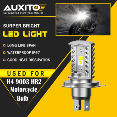 AUXITO H4 9003 HB2 LED Bulb Hi/Lo Beam White Motorcycle Headlight High