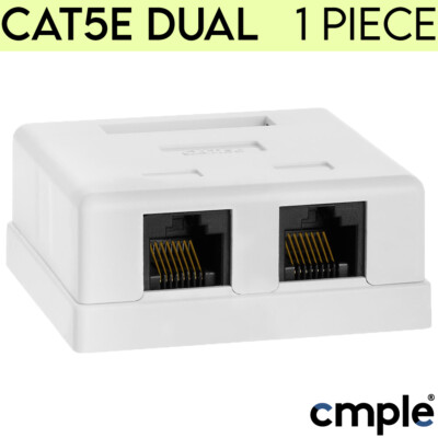 White RJ45 Surface Mount Box Cat5 Cat6 Cable Female RJ45 Connector 1 2 Ports