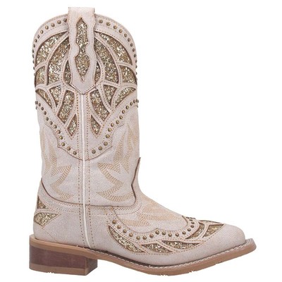 

Laredo Eternity Glitter - Studded Square Toe Cowboy Womens Off White Casual Boo, Laredo Eternity Glitter - Studded Square Toe Cowboy