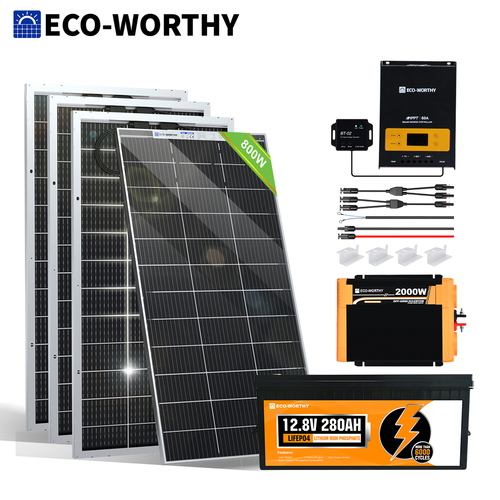 800W Watt Solar Panel Kit With 60A MPPT Controller 280AH Lithium battery