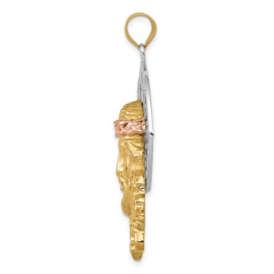Pre-owned Skyjewelers Real 14kt Tri-color Diamond-cut Christ Pendant