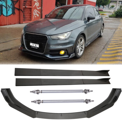 Carbon Fiber Front Bumper Spoiler Lip/Side Skirt /Strut Rods For AUDI A1 2010-15