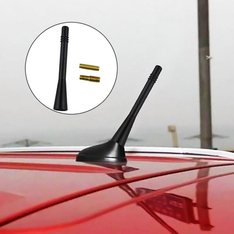 Antenna Corta Auto Stubby Cromata Universale AM/FM Con Viti Di Fissaggio