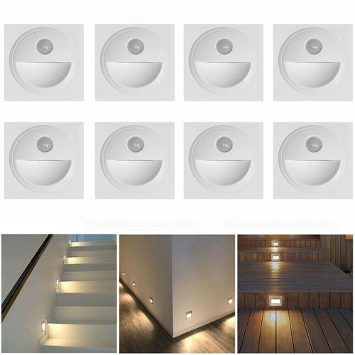 8x LED Wandeinbauleuchte mit Bewegungsmelder Stufen Treppenbeleuchtung 60mm Dose