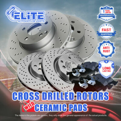 F+R Drilled Rotors & Pads for 2017 Chevrolet Camaro LS Code JL9 W/O Brembo Brake