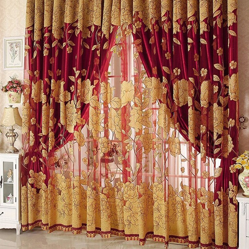 Buy Flower Pattern Voile Curtains Living Room Window Curtain Tulle