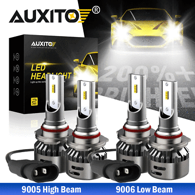 AUXITO 9005 9006 LED Combo Headlight Bulbs High Low Beam Kit 6000K White 18000LM