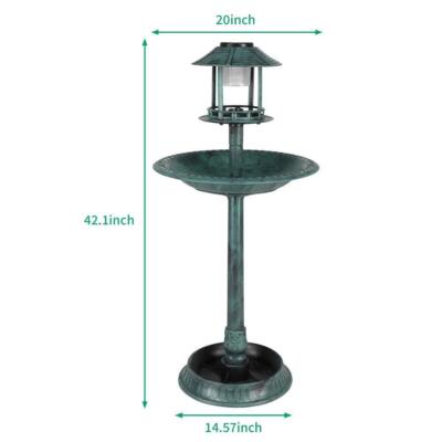 42'' H Plastic Round Bird Bath with Solar Light & Sturdy Base for Outdoor Garden