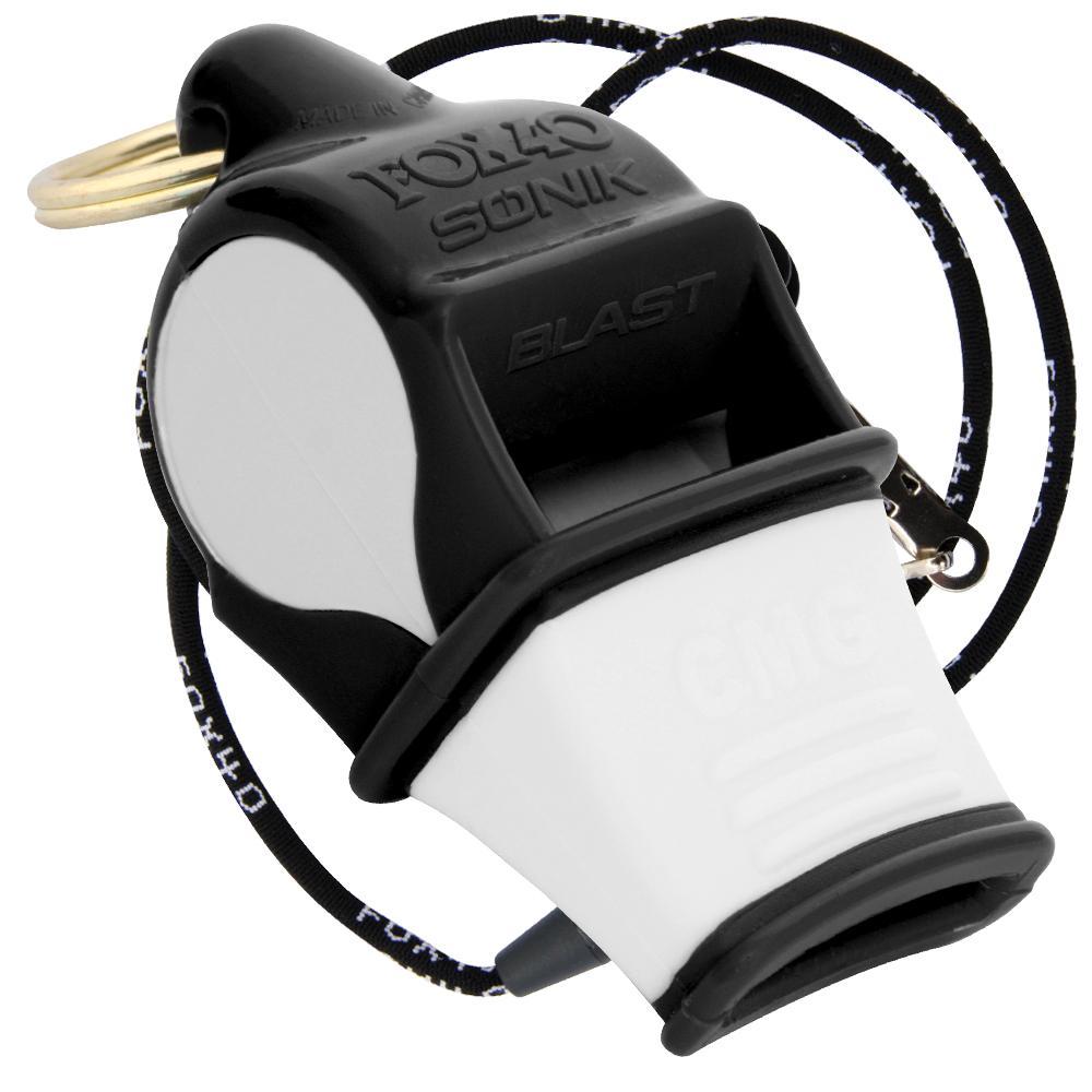 BLACK / WHITE Fox 40 SONIK BLAST CMG Whistle Официальная безопасность тренера - БЕСПЛАТНЫЙ LANYARD