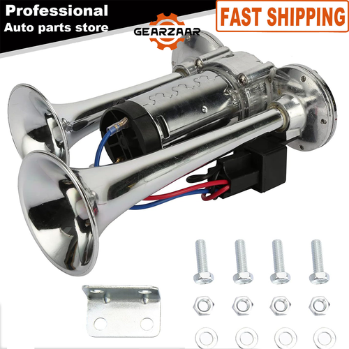 600DB Dual Trumpets Super Loud Car Electric Air Horn Truck Boat Train Speaker US