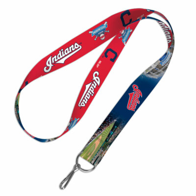 CLEVELAND INDIANS PROGRESSIVE FIELD LANYARD KEY CHAIN 1'' WIDTH 20'' LONG W/CLASP