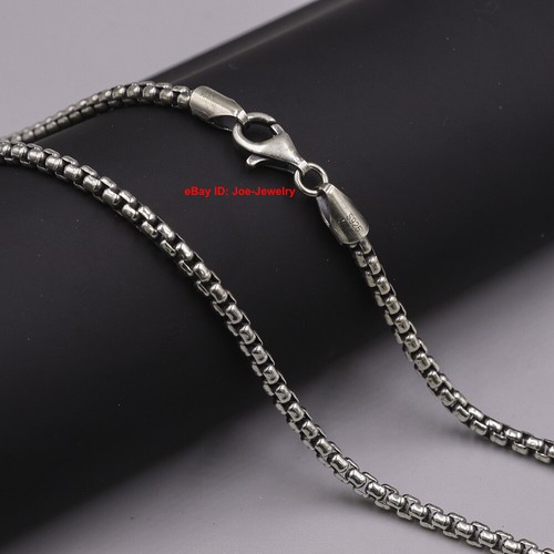 Real 925 Sterling Silver Necklace 3.0mm Box Link Chain