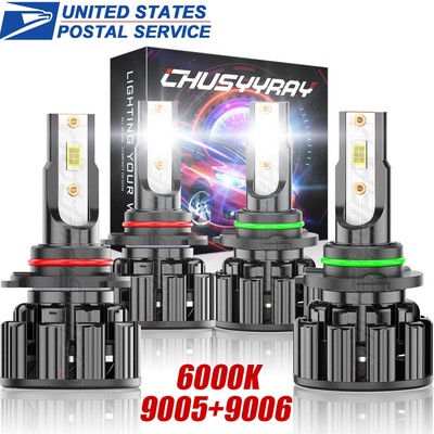 For Pontiac Vibe 2009 2010 LED Headlight 9005 9006 Hi-Low Beam 4x 6000K White