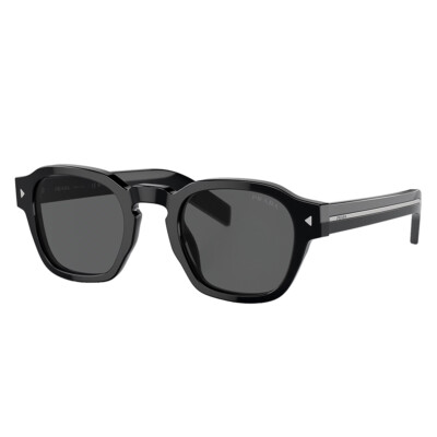 Pre-owned Prada Pr A16s 16k731 Black Plastic Square Sunglasses Grey Lens In Gray