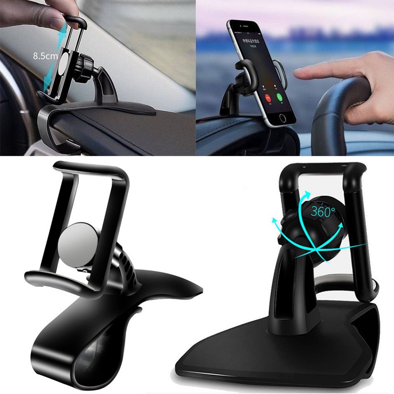 Car Phone Dashboard Mount Holder HUD Stand 360° Rotation for Smartphone