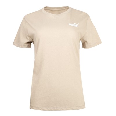 Женская футболка с круглым вырезом и коротким рукавом Puma Essentials с небольшим логотипом, бежевая повседневная футболка с коротким рукавом