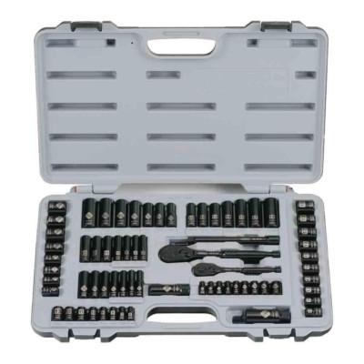 STANLEY 1/4 & 3/8 In. Drive Black Chrome SAE 69-Piece Mechanic Tool Set