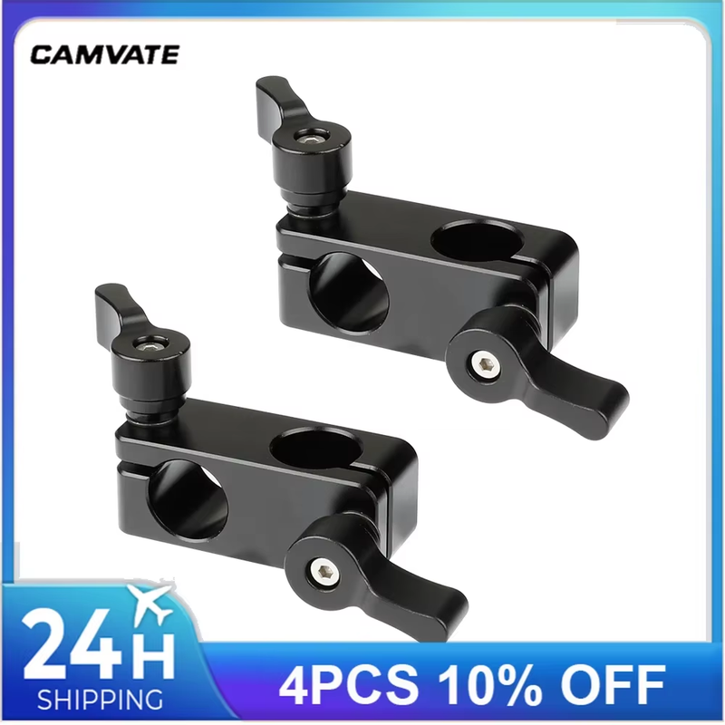 90-Degree 15mm Rod Clamp Adapter With Adjustable Thumbscrews For DSLR Camera Rig