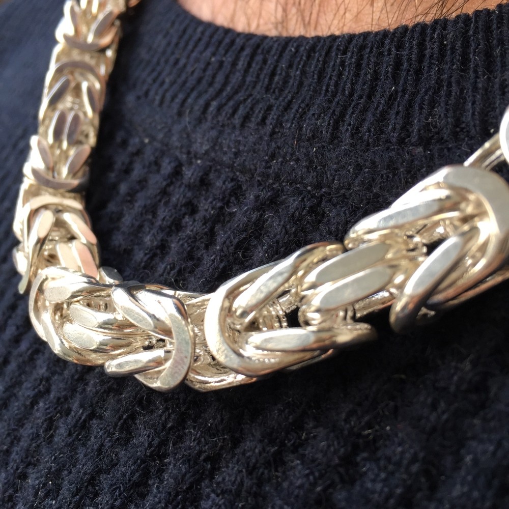 Pre-owned Handmade 10mm Byzantine Mens Silver Chain 925 Solid Sterling Silver 305gr 22inch