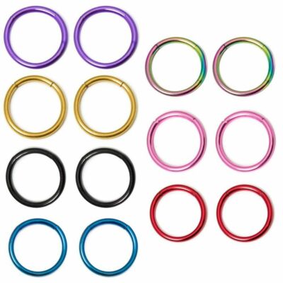 Segment Ring Hoop 16g 3/8''(10mm) Seamless Anodized  2pc