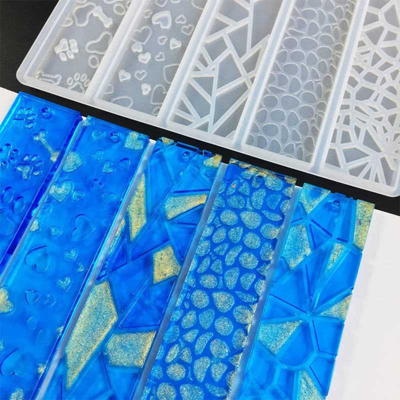 2 Pcs DIY Bookmark Resin Mold with 10 Different Design, Rectangle Silicone Bookm