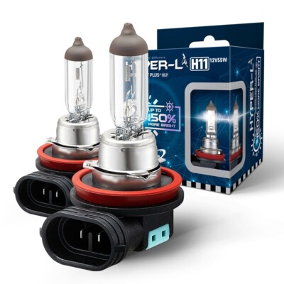H11 Halogen 12V 55W Super Bright Upgrade Headlight Bulb-150% More Light (2pcs)