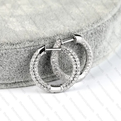 1.24Ctw Round Cut Moissanite Stone Medium Hoop Earring 14K White Gold Plated