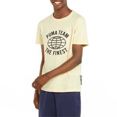 

Puma Team Graphic Crew Neck Футболка с коротким рукавом Мужские желтые повседневные топы 536798-4, Желтый, Puma Team Graphic Crew Neck Short Sleeve TShirt