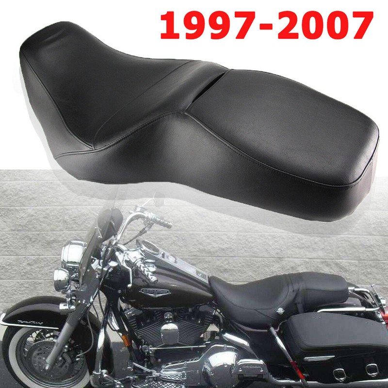 Black Two up Driver Passenger Seat Low-Pro fit For Harley