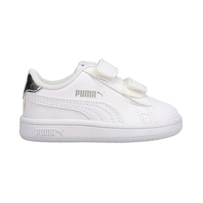 

Puma Smash V2 Mirror Metallic V Slip On Infant Girls Белые кроссовки Повседневная обувь, Белый, Puma Smash V2 Mirror Metallic V Slip On Infant