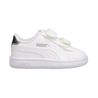 Puma Smash V2 Mirror Metallic V Slip On Infant Girls Белые кроссовки Повседневная обувь