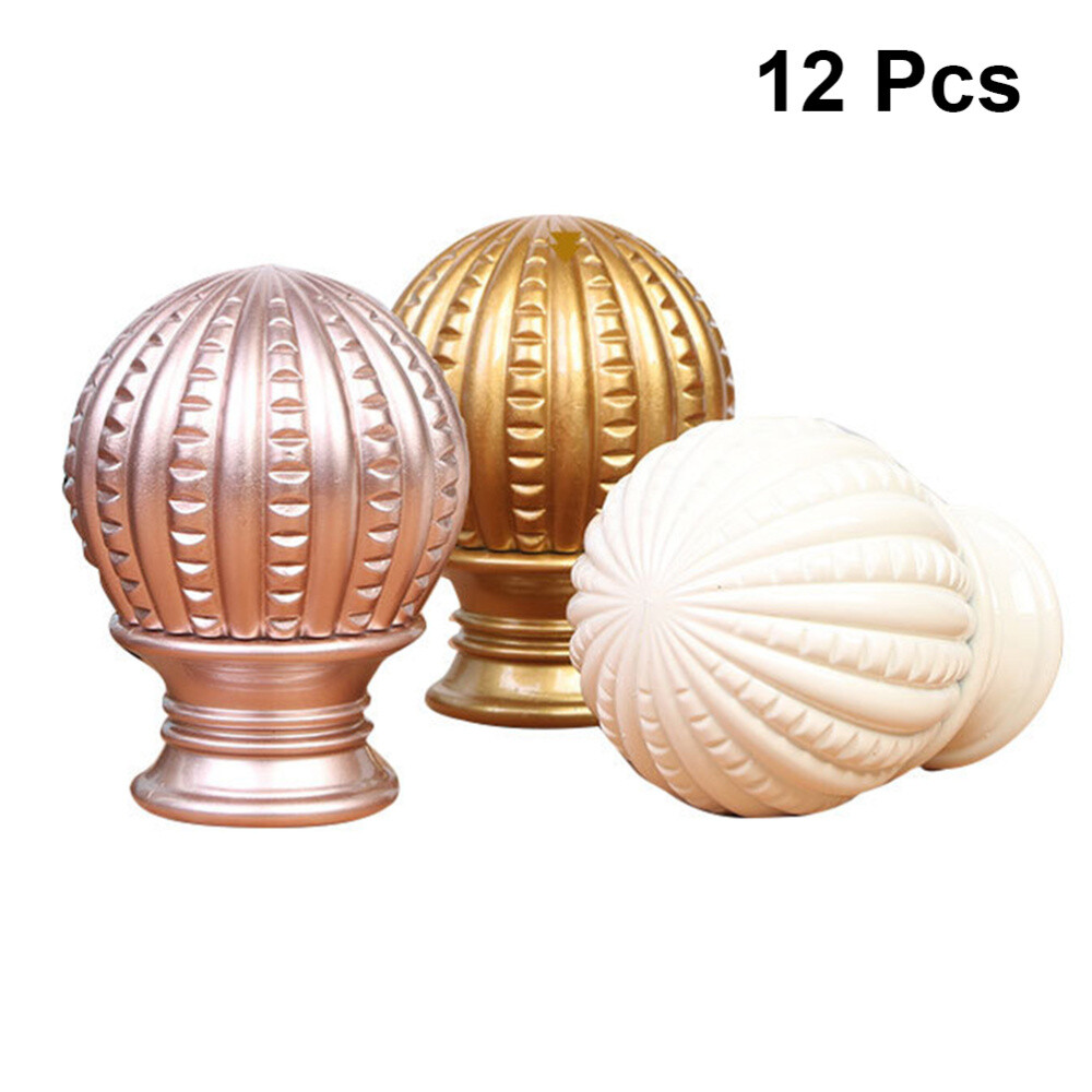 12pcs Curtain Rod Finials Ball Shape Window Curtain Head End For