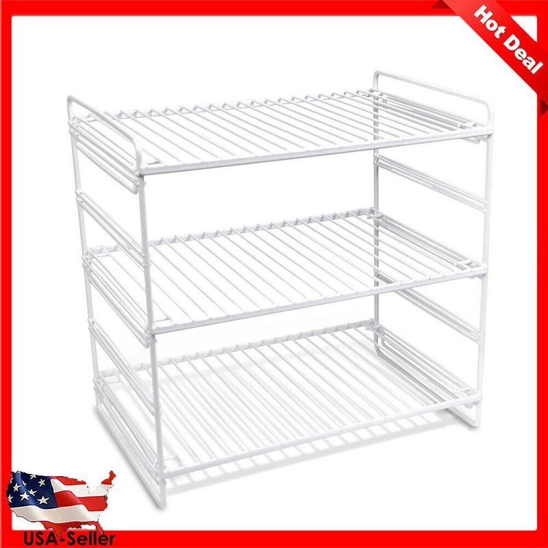 3-Tier Adjustable Storage Shelf Cabinet Organizers Heavy Duty Canvas White