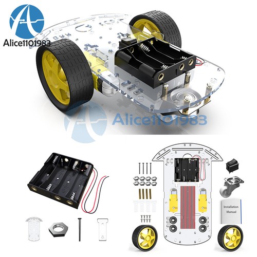 2WD Smart Robot Car Chassis Kit w/ Speed Encoder Battery Box