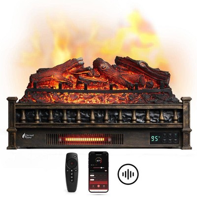 TURBRO Electric Fireplace Log Heater w/ Crackling Sound 1500-Watt 120-V Bronze