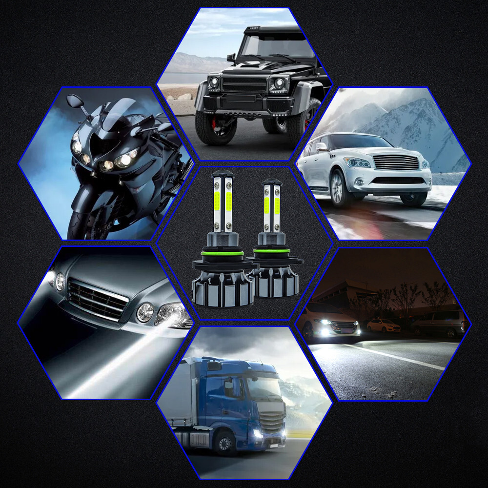 4-Sides 9006 HB4 LED Headlight Bulbs Kit Low Beam Fog Light 6000K White 360000LM