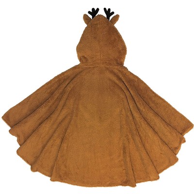 Fuzzy Reindeer Poncho Brown Plush Unisex Adult Christmas Holiday Costume OS
