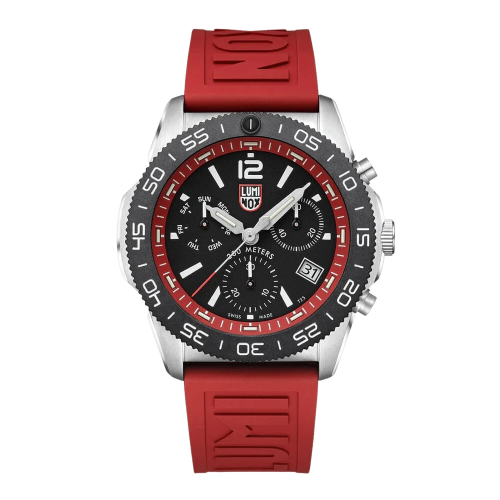 Pre-owned Luminox Pacific Diver Chrono 44mm Red Rubber Men's Watch Xs.3155