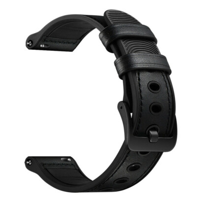 for Samsung Galaxy Watch 3 45mm 41mm Band Leather and Rubber Hybrid Wrist Strap