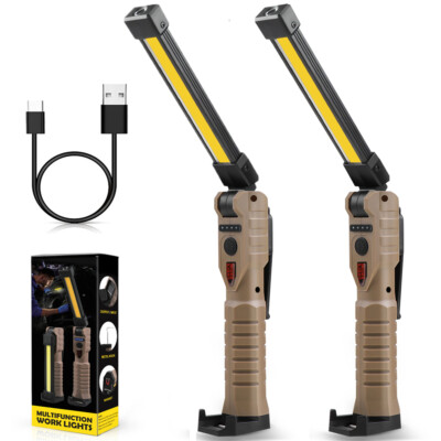Magnetic Rechargeable COB LED Red Light Lamp Flashlight Inspection Folding Torch